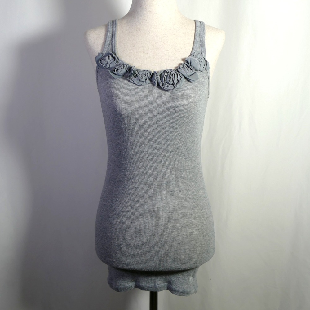 VTG Abercrombie Fitch Y2K Ribbed Knit Tank Top Size S Rosette Preppy Bella Elena